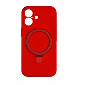 Накладка силиконовая magnetic wireless-подставка с защитой камеры для iPhone 16, красный