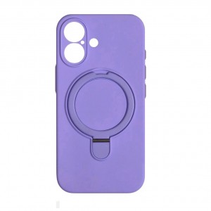 Накладка силиконовая magnetic wireless-подставка с защитой камеры для iPhone 16, светло-фиолетовый