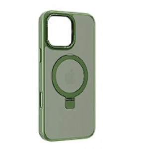 Накладка пластиковая magnetic wireless с силиконовыми краями для iPhone 16 Pro Max прозрачно-матовая, хаки