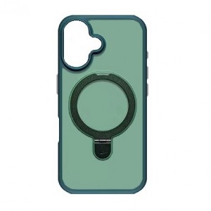 Накладка пластиковая magnetic wireless с силиконовыми краями для iPhone 16 прозрачно-матовая, хаки