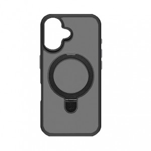 Накладка пластиковая magnetic wireless с силиконовыми краями для iPhone 16 прозрачно-матовая, черный