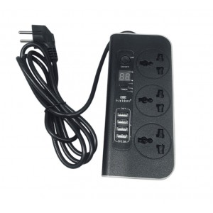 Сетевой фильтр Earldom ES-SC02 EU, 3 розетки+4USB,10A (2500W), 1,8м, черный