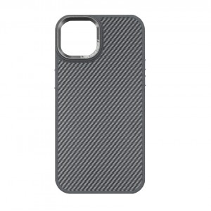 Накладка карбон magnetic wireless с силиконовыми краями для iPhone 14 (6.1) "Полоски", серый