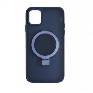 Накладка пластиковая magnetic wireless с силиконовыми краями для iPhone 11 прозрачно-матовая, темно-синий