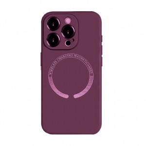 Накладка силиконовая magnetic wireless с защитой камеры для iPhone 13 Pro Max, бордовый