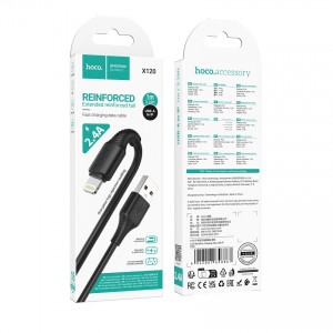 Кабель USB - 8 pin HOCO X120, 1.0м, 2.4A, цвет: черный