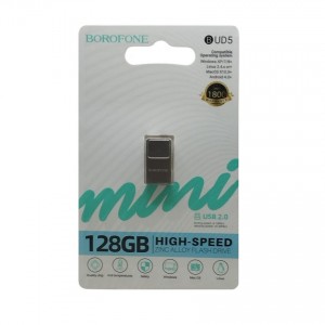 Флеш-накопитель 128Gb BOROFONE BUD5, USB 2.0, цвет: серебряный