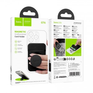 Картхолдер HOCO, GT6 Joy, полиуретан, магнитный, цвет: черный