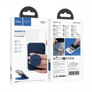 Картхолдер HOCO, GT6 Joy, полиуретан, магнитный, цвет: синий