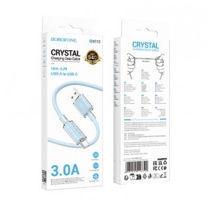 Кабель USB - Type-C Borofone BX112, 1.0м, 3,0А, цвет: синий