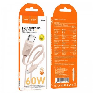 Кабель USB - Type-C HOCO X114 Energy , 1.0м, 3A, цвет: розовый