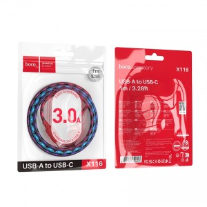 Кабель USB - Type-C HOCO X116, 1.0м, 3,0А, цвет: красный градиент