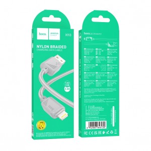Кабель USB - 8 pin HOCO X113, 1.0м, 2.4A, цвет: серый