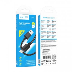 Кабель USB - 8 pin HOCO X119 , 1.0м, 2.4A, цвет: черный