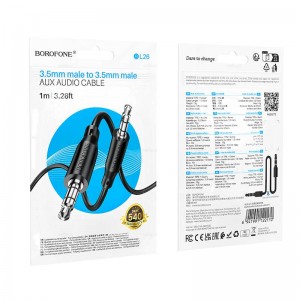 Кабель AUX, Jack 3,5mm(m) - Jack 3,5mm(m) Borofone BL26, 1.0м, цвет: чёрный