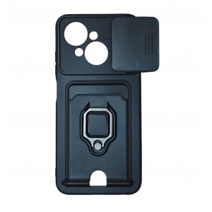 Чехол силиконовый с визиткой и магнитным держателем, матовый с защитой камеры, для Tecno Go 1/Tecno Pop 9, цвет: черный