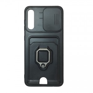 Чехол силиконовый с визиткой и магнитным держателем, матовый с защитой камеры, для Samsung Galaxy A50/A30S/A50S (2019), цвет: черный