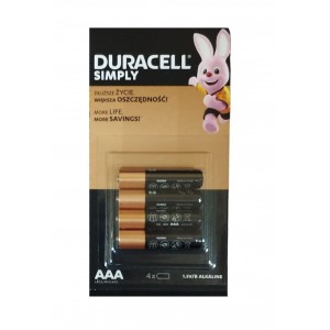 Батарейка AAA Duracell LR03-4*4BL SIMPLY, (планшет из 4 упаковок по 4 шт. Отрывные)