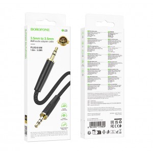 Кабель AUX, Jack 3,5mm(m) - Jack 3,5mm(m) Borofone BL23, Refinado, 1.0м, цвет: черный