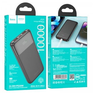 Аккумулятор внешний HOCO J121, 10000mAh, PD/QC/FCP/AFC, цвет: чёрный