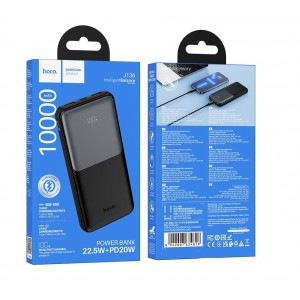Аккумулятор внешний HOCO J136, 10000mAh, PD/QC/FCP/AFC, цвет: чёрный