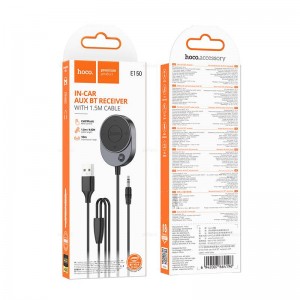 Ресивер Hoco E150, пластик, Bluetooth, кабель AUX, цвет: черный