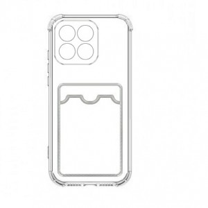 Накладка силиконовая с визитницей и защитой камеры для Honor X6C, прозрачный