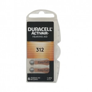 Батарейка для слуховых аппаратов Duracell ZA312-6BL ActivAir Hearing Aid