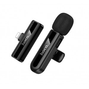 Микрофон прищепка беспроводной Hoco L20, Lightning 8-pin, цвет: черный