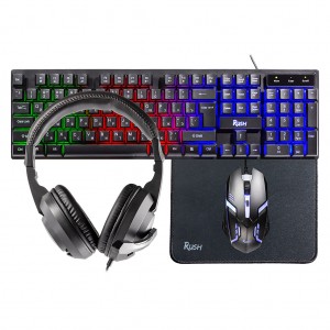 Набор игровой клавиатура+мышь+гарнитура+коврик Smartbuy F12 черный (SBC612GK)