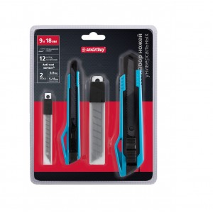 Набор ножей универсальных 12 шт, с отлам.лезвием 9 мм и 18 мм, 2 ножа, 10 лезвий, Smartbuy Tools