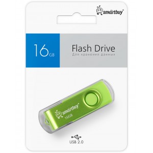 Флеш-накопитель 16Gb SmartBuy Twist, USB 2.0, пластик, зеленый