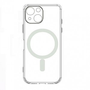 Накладка прозрачная для iPhone 14 (6.1), magnetic wireless пластик+силиконовые края, прозрачный