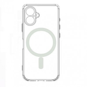 Накладка прозрачная для iPhone 16, magnetic wireless пластик+силиконовые края, прозрачный