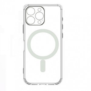 Накладка прозрачная для iPhone 16 Pro Max, magnetic wireless пластик+силиконовые края, прозрачный