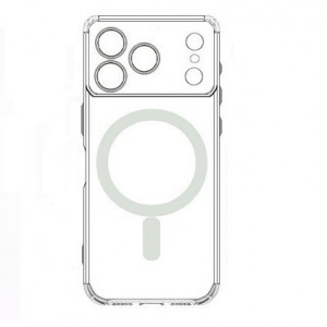 Накладка прозрачная для iPhone 17 PRO, magnetic wireless пластик+силиконовые края, прозрачный