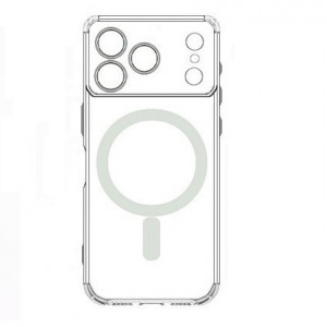 Накладка прозрачная для iPhone 17 PRO MAX, magnetic wireless пластик+силиконовые края, прозрачный