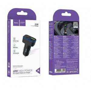 Блок питания автомобильный 1 USB, 1 Type-C HOCO Z63B, 48Вт, PD/QC/AFC/FCP, цвет: черный