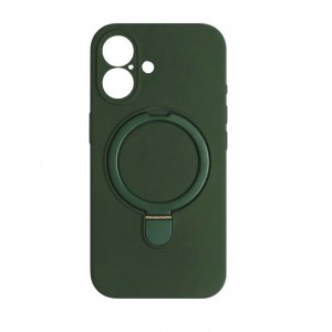 Накладка силиконовая magnetic wireless-подставка с защитой камеры для iPhone 16, темно-зеленый