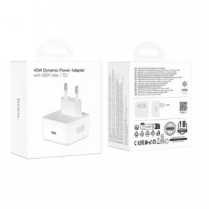 Блок питания сетевой 1 Type-C HOCO C161A, 40 Вт, PD/QC/FCP/AFC, цвет: белый