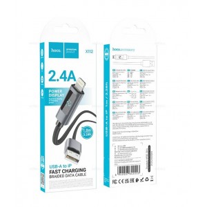 Кабель USB - 8 pin HOCO X112 Favor, 1.0м, 3A, цвет: чёрный