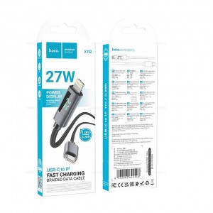 Кабель 8 pin - Type-C HOCO X112 Favor, 1.0м, PD 27Вт, цвет: чёрный