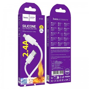 Кабель USB - микро USB HOCO X122 Benefit, 1.0м, 2.4A, цвет: белый