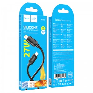 Кабель 8 pin - Type-C HOCO X122 Benefit, 1.0м, 3A, PD 27Вт, цвет: чёрный