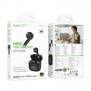 Наушники внутриканальные HOCO EW205, пластик, микрофон, bluetooth 6.0, индикатор, цвет: черный