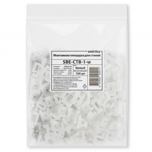 Монтажная площадка для стяжки 15x10 мм  для хомутов шириной до 4 мм, белая, упак 50 шт (SBE-CTB-1-w)