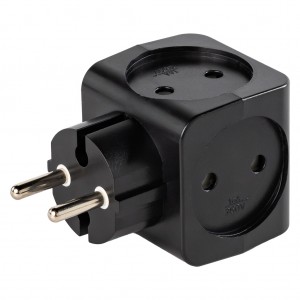 Разветвитель сетевой на 4 гнезда, без заземления 16А 250B, черный (SBE-16-A05b-4)