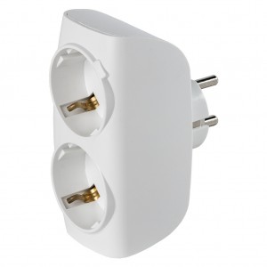 Разветвитель сетевой Тройник , 2 гнезда с заземлением 16А 250B, белый (SBE-16-A04w-2z)