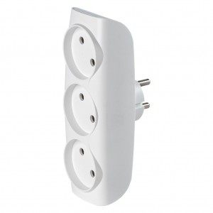 Разветвитель сетевой Тройник , 3 гнезда без заземления 10А 250B, белый (SBE-10-A04w-3)