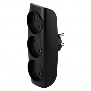 Разветвитель сетевой Тройник , 3 гнезда без заземления 10А 250B, черный (SBE-10-A04b-3)